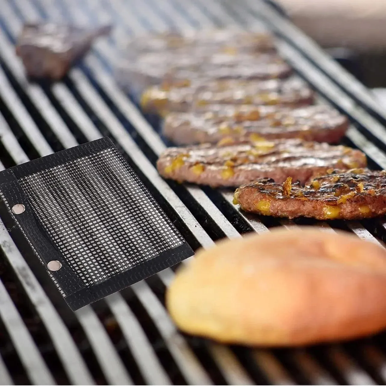 BBQ Mesh Grill Bag 27 × 22cm Non Stick Reusable Barbecue Grilling Basket Net - Copper — image 5