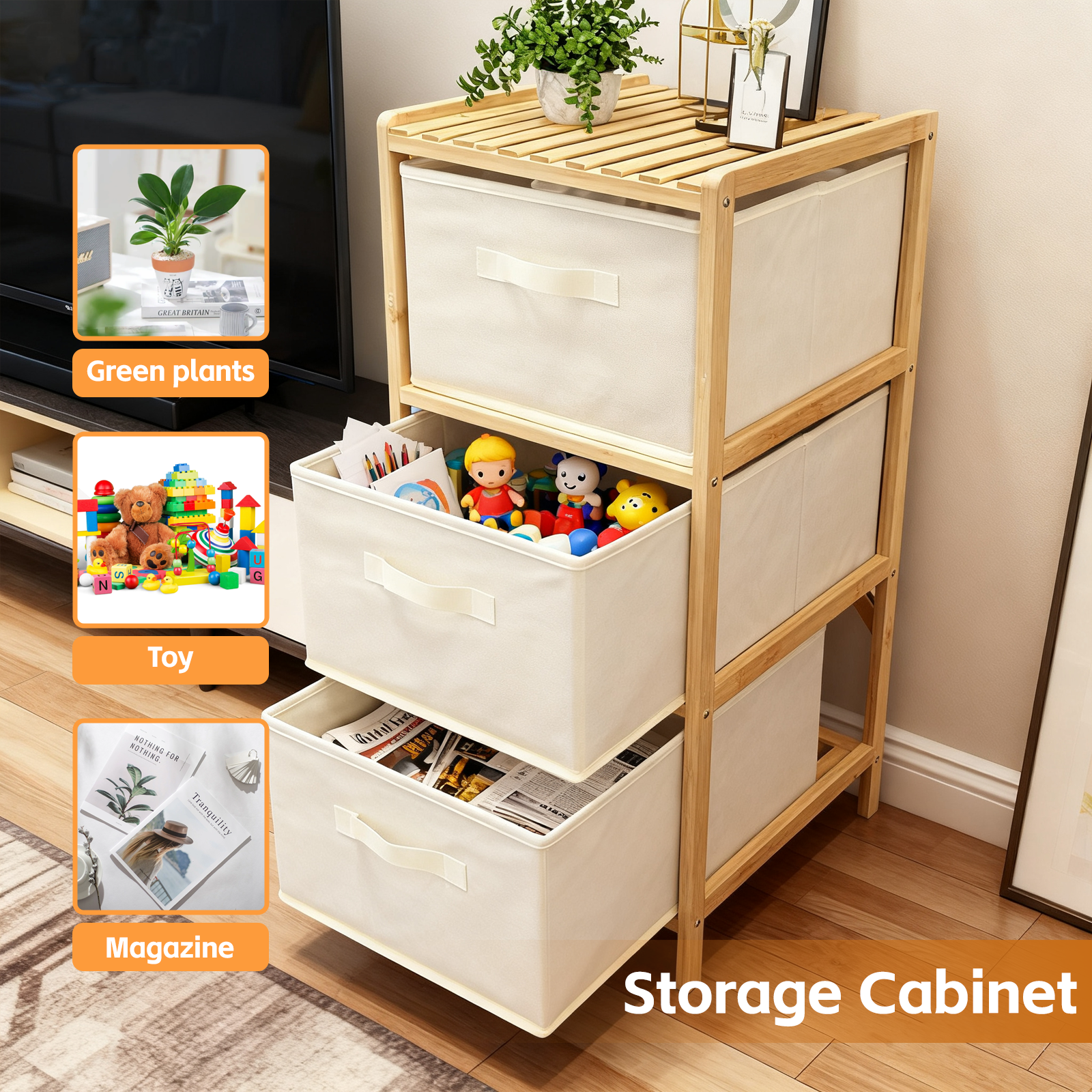 3 Drawer Bammboo Storage Chest — image 4