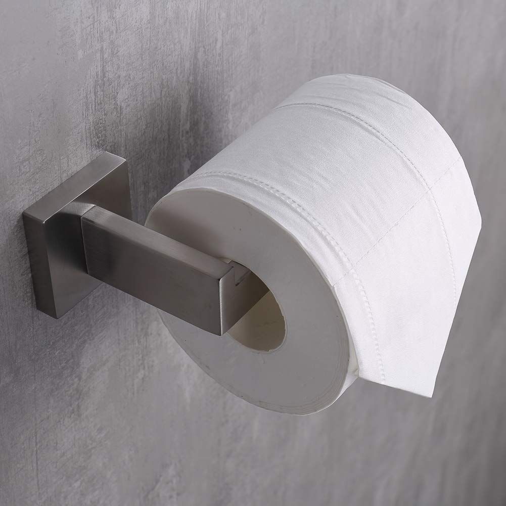 Toilet Paper Holder Brushed Nickel, Toilet Tissue Roll Holders Dispenser and Hangers Wall Mounted for Bathroom & Kitchen — image 4