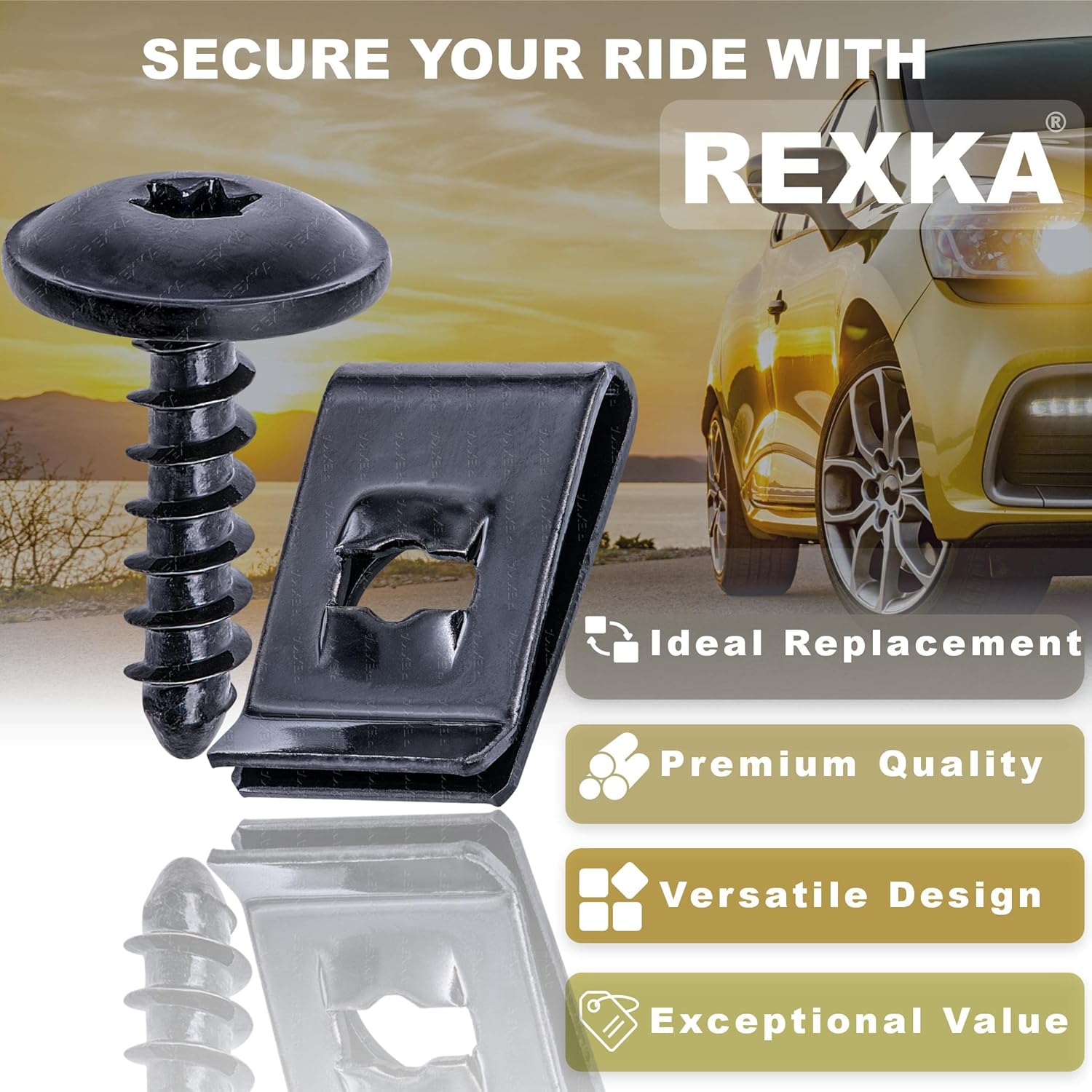 Rexka 20 Sets M5-2.12 x 19mm T25 Torx Fender Liner Splash Guard Under Cover License Bracket Truss Head Tapping Screw Bolt U Nuts Kit for VW Audi Porsche โ image 2