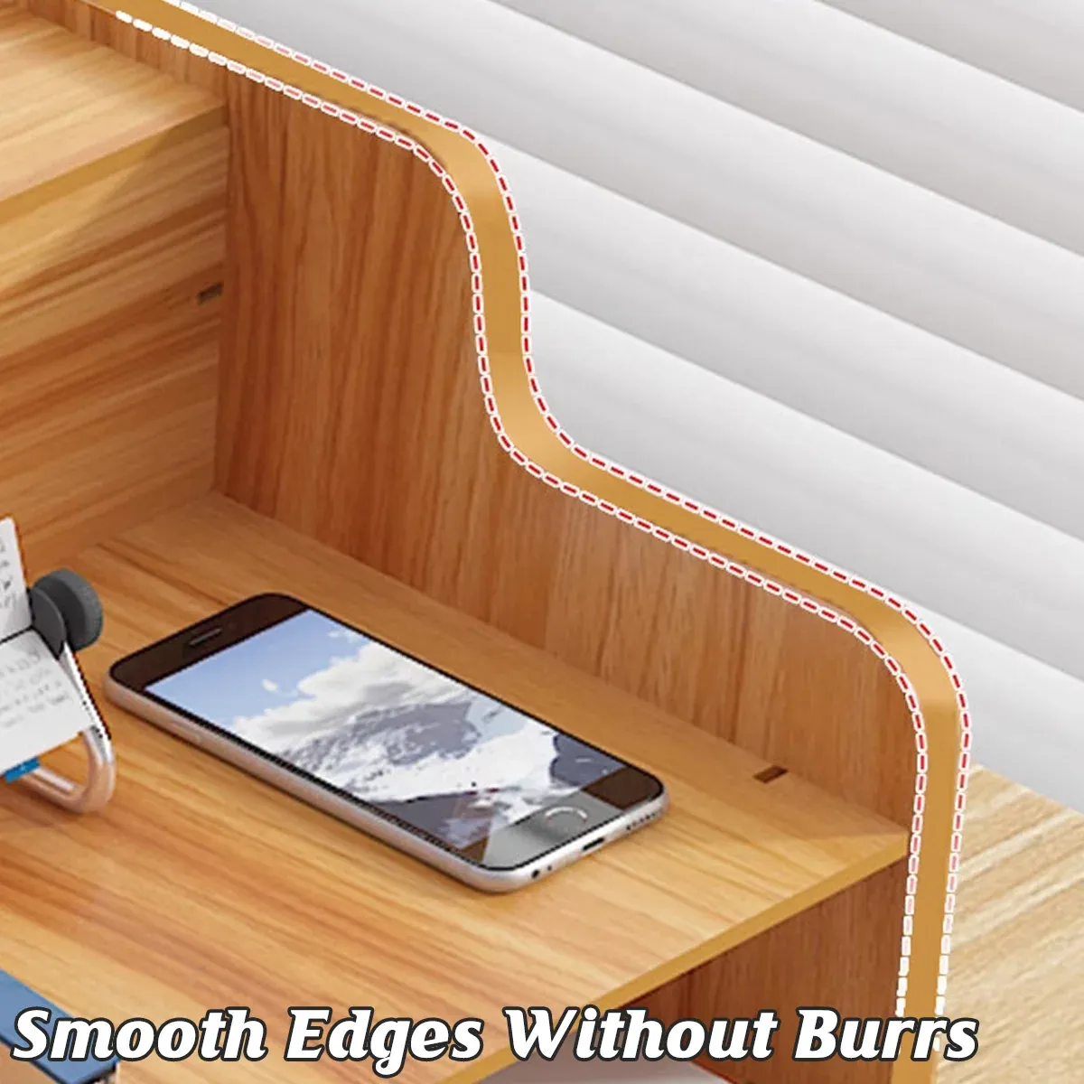 Wooden Desktop Storage Box with Locking Drawer Space Saving for Home Office Use - Wood — image 6