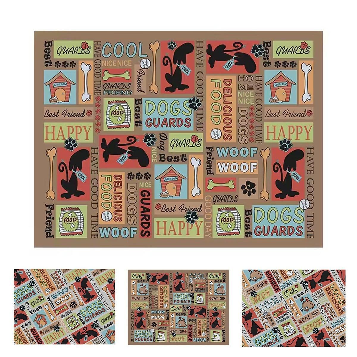 Waterproof Pet Floor Mat Carpet For Dog Cage Feeding Area Anti Slip Washable - Dog-Brown โ image 3