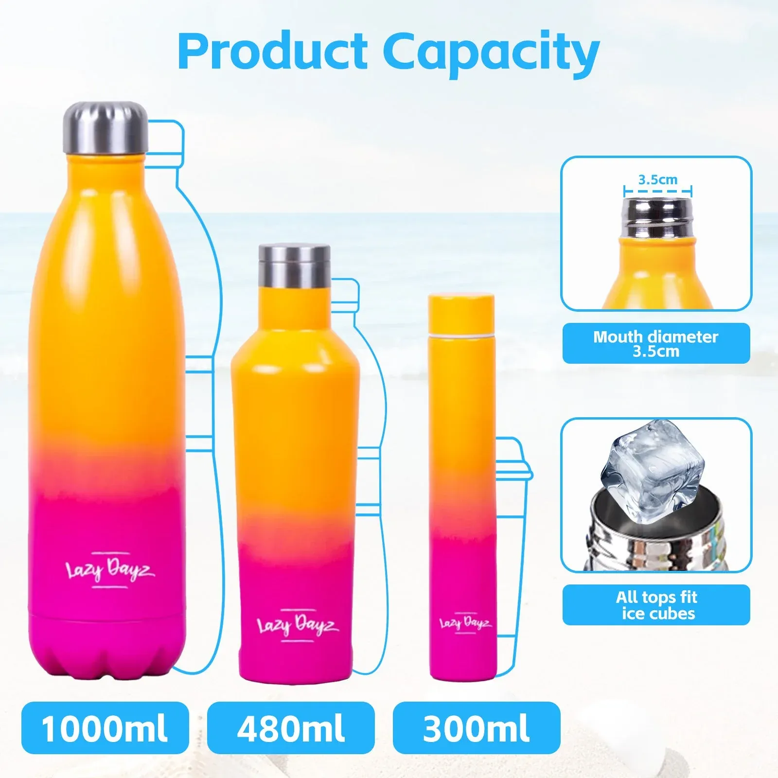 Lazy Dayz Daily Drink Bottle 500ml - Orange Pink Ombre โ image 3