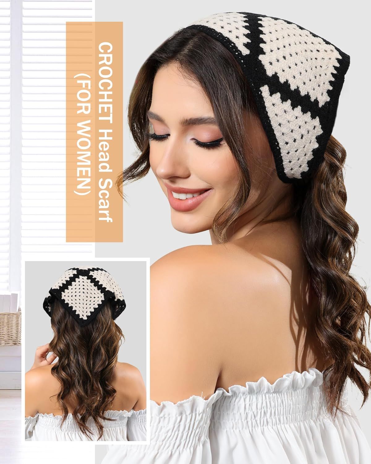 Crochet Head Scar Hair Bandanas Women Knit Bandana Headband Scar Tie-Back Head Coverings loral Headscar or Girls โ image 2