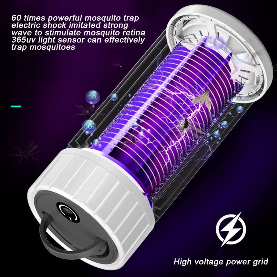 Outdoor Mosquito Trap - Rechargeable with UV Light (365 nm) - Silent and Portable - Can Also Be Used as a Night Light — image 5