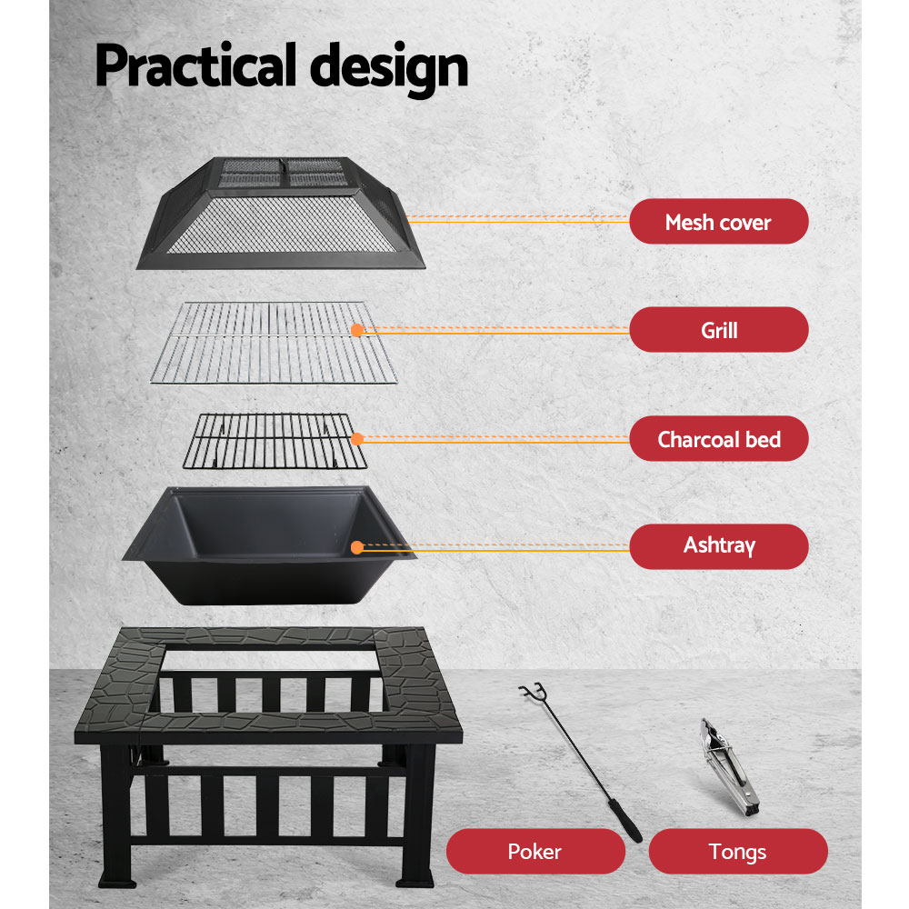Grillz Fire Pit BBQ Grill 2-In-1 Table โ image 4
