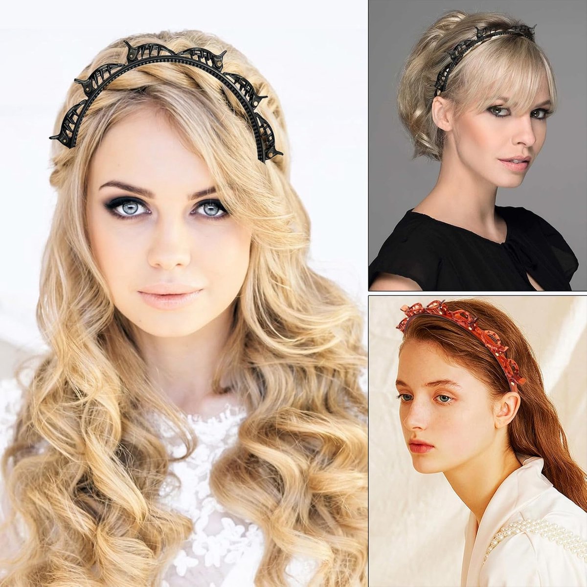 2-Piece Hairband with Clip - Tiara - Double-Layered Twist Braid Headband/Hairband/Tiara with Clips - Tiara with Hairpin - Hair Accessories - Elegant Headband — image 3