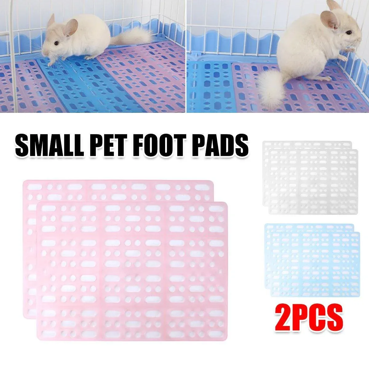 2pcs Rabbit Foot Mat Large Plastic Cage Mat for Guinea Pig Pet Cage Accessories - White — image 2