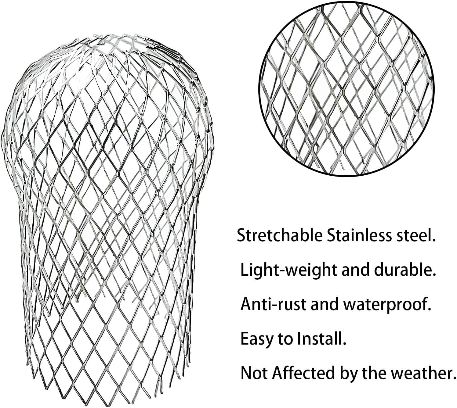 4 Pack Gutter Downsport Guards,Expandable Aluminium Gutter Downspout Protectors,Leaf Filter Strainer for Preventing Blockage Debris and Rodents from Clogging — image 3