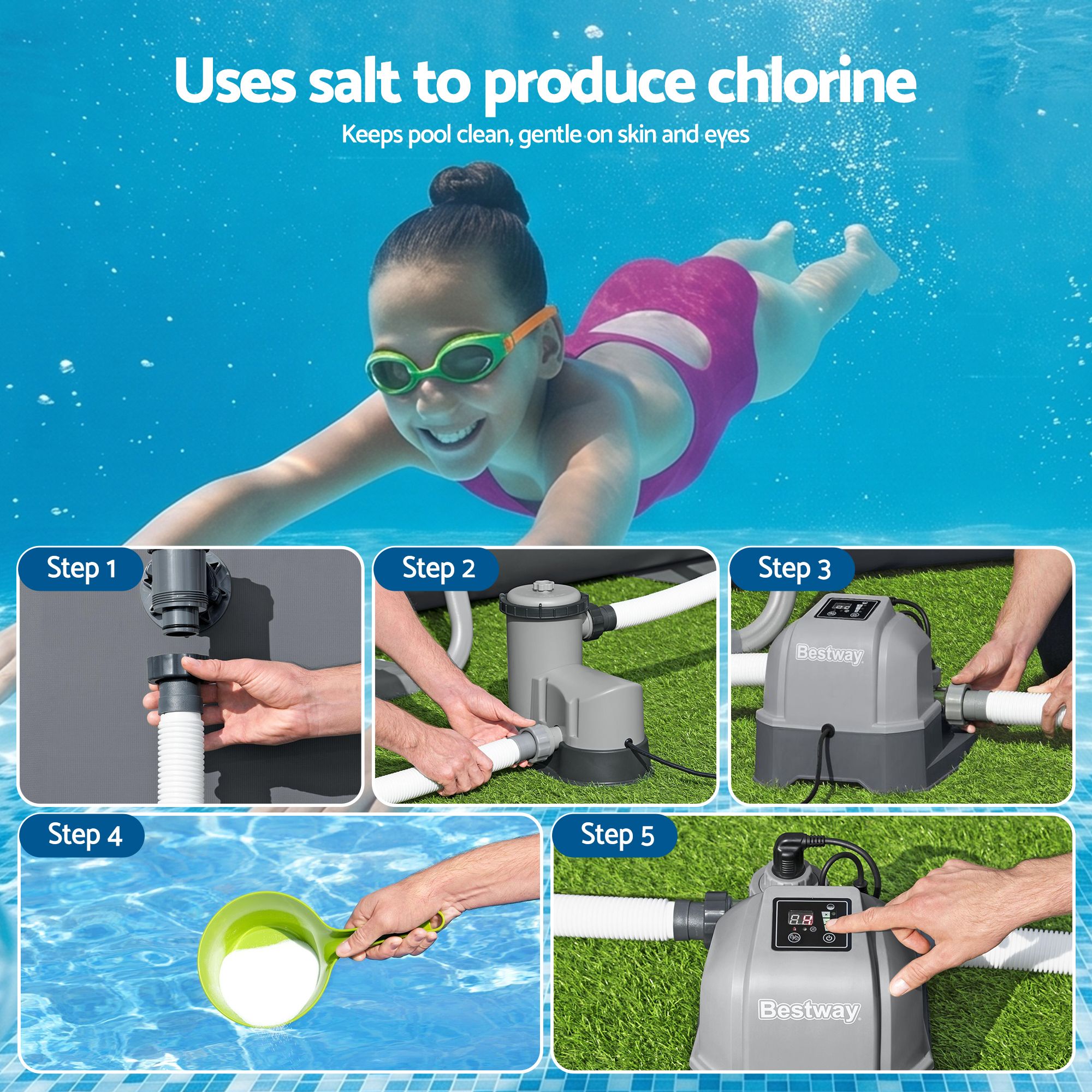 Bestway Hydrogenic 6g/h Saltwater Chlorinator System Pool Chlorine Generator — image 6