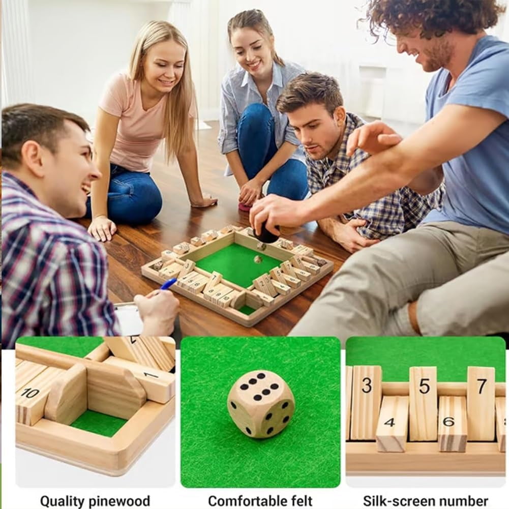 Shut The Box-Wooden Dice Board Game, Funny Family Shut The Box Game 2-4 Player, Board Games Gift for Family and Friends, Educational Table Math Games for ā image 2