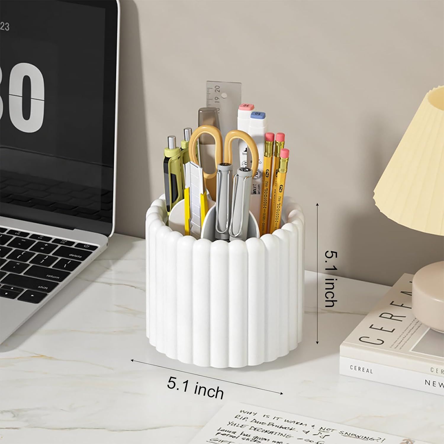 360° Rotating Pen Holder 7 Slots Desk Organizer Removable Pencil Cup Plastic Art Supplies and Accessories Desktop Storage Box Caddy for Office, School, Home — image 3