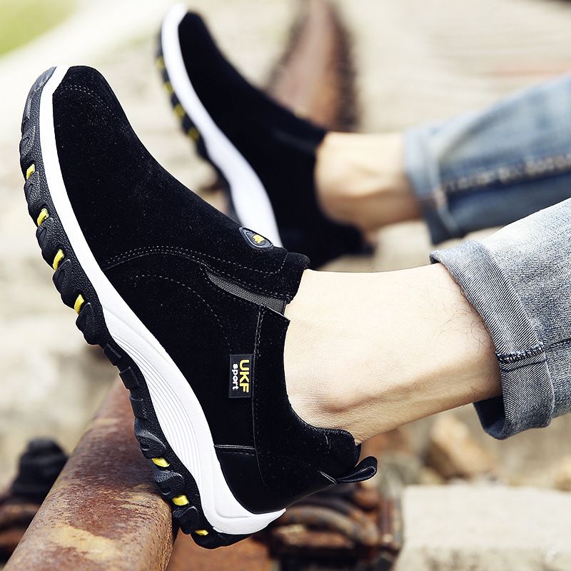 New Code Men Hiking Shoes Rubber Sole Low Top Yellow 48