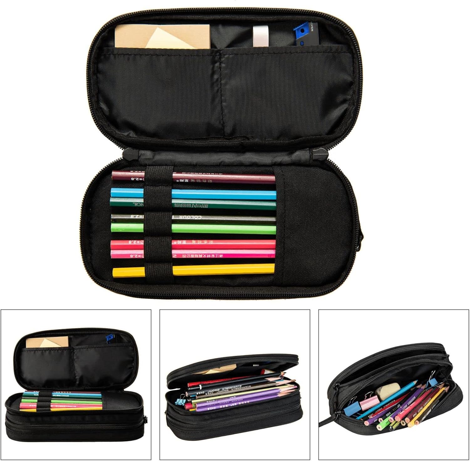Blue sports pencil case with soccer motif, spacious and durable pencil case with zippers, soccer pencil case Soccer Blue โ image 5