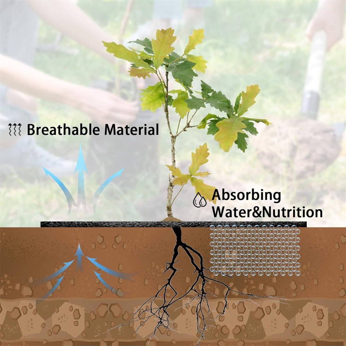 Non Woven Tree Ring, 24.4 inches Round Tree Base Weed Barrier Fabric Cover, Degradable and Reusable Tree Mulch Ring for Landscaping Weed Control, Root โ image 3