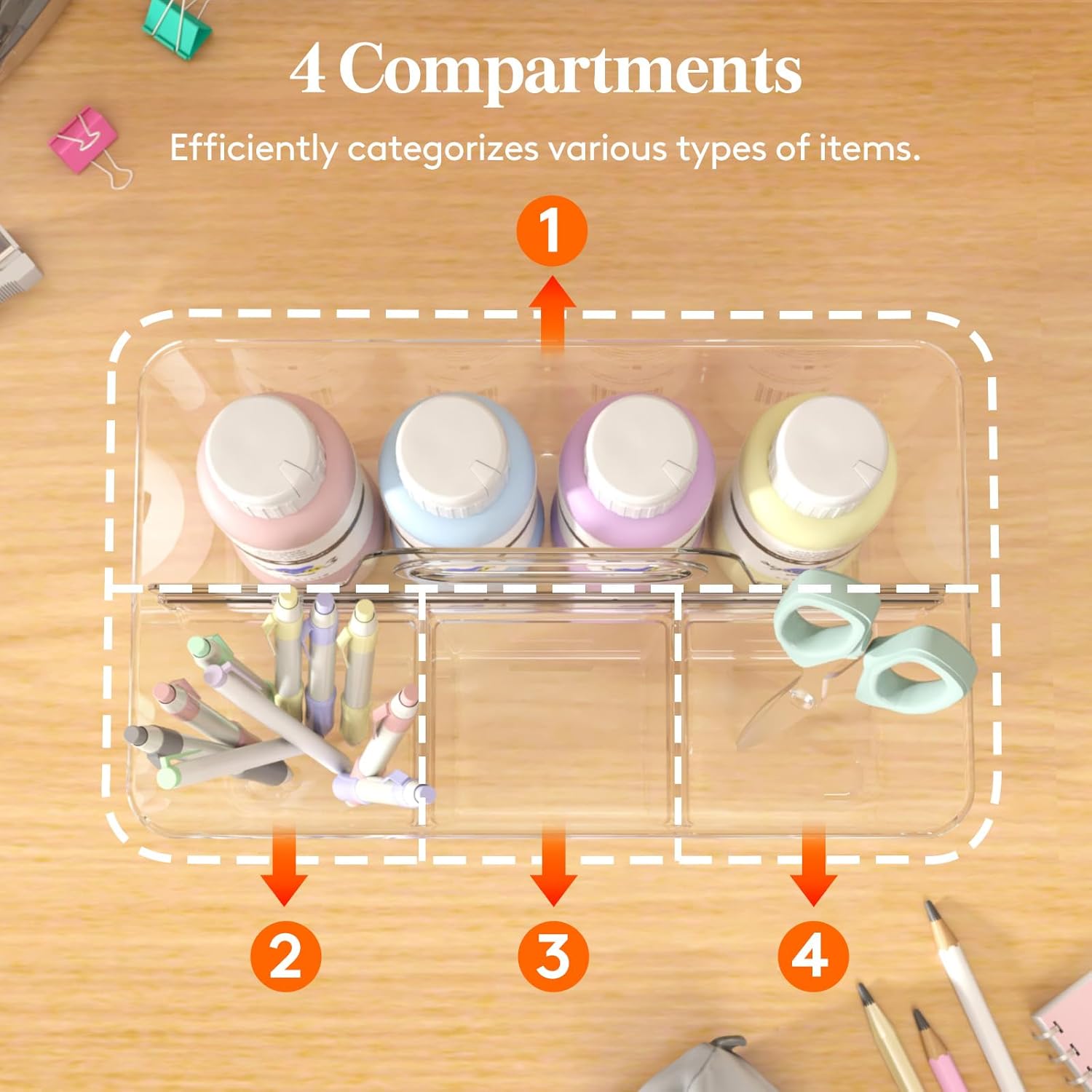 2 Pcs Plastic Caddy Organizer with Handle, Portable Art Supply Storage for Craft Supplies, Cosmetics, Holds Pencil, Crayon, Brhes, Hair Product, Dorm Shower — image 5