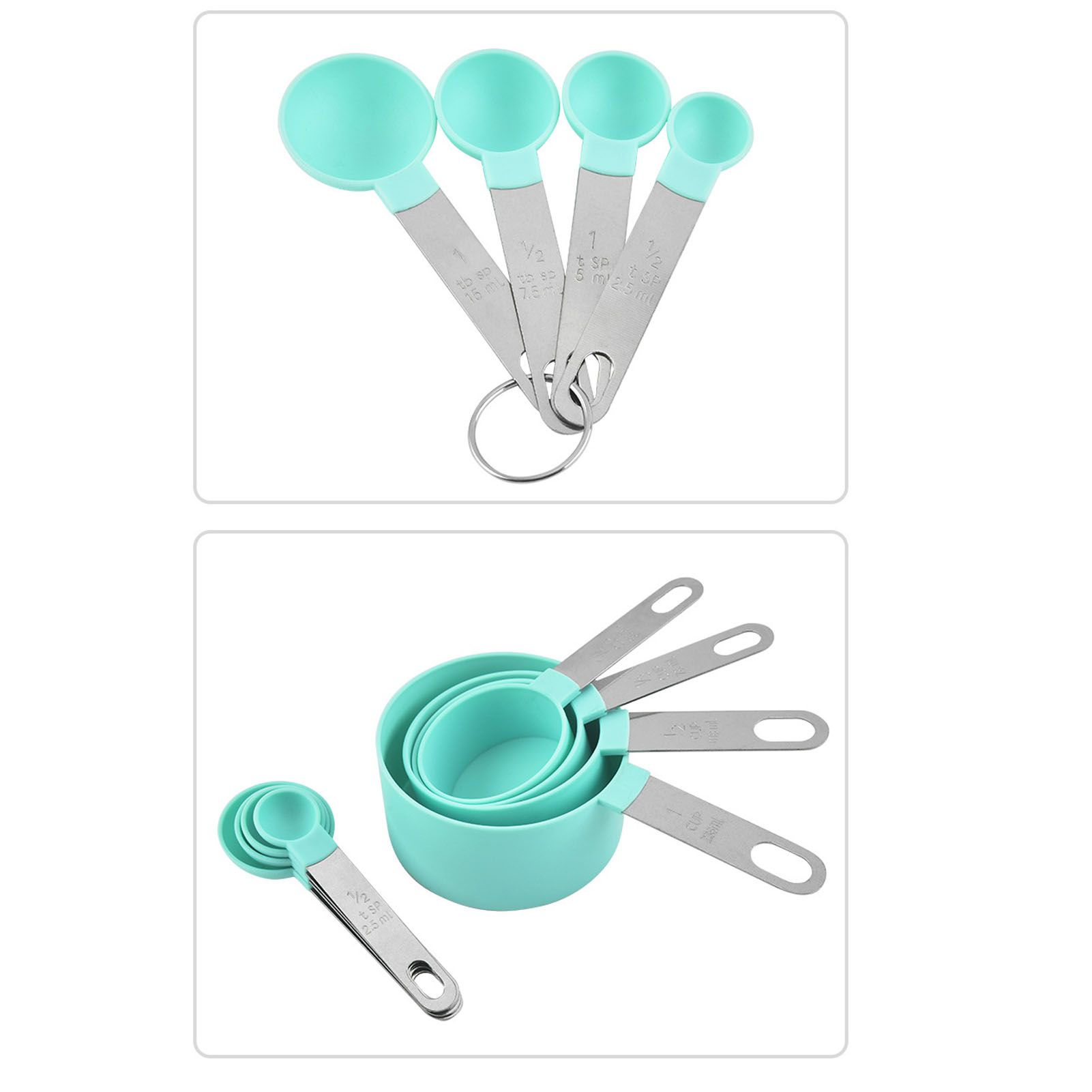 Measuring Cups Spoons Green PP 403 Stainless Steel Hanging Hole Design Double Scale Easy Cleaning Measuring Tablespoon โ image 3