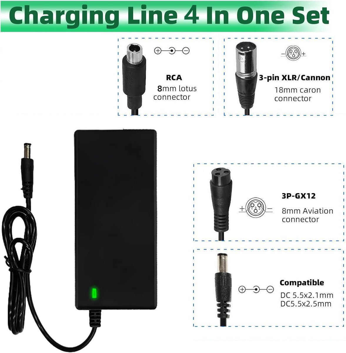 Electric Bike Charger - Charger for Electric Scooters - 36V/42V 2A Universal Charger - With 4 Battery Charger Connectors - Battery Charger — image 2