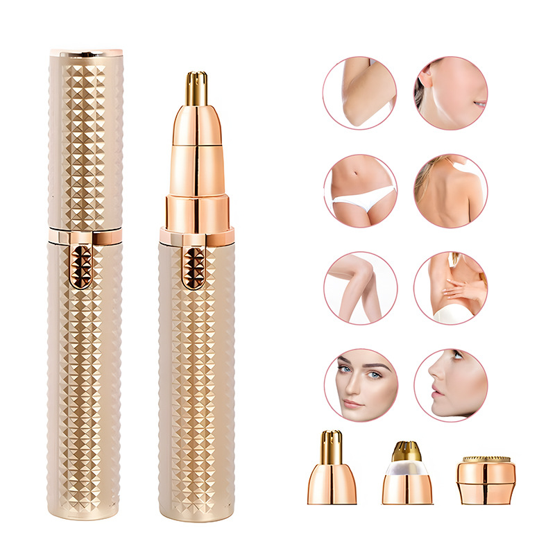 3-in-1 Rechargeable Electric Trimmer for Women - Nose, Eyebrow & Facial Hair Remover with Washable Heads & LED Light(black) — image 2