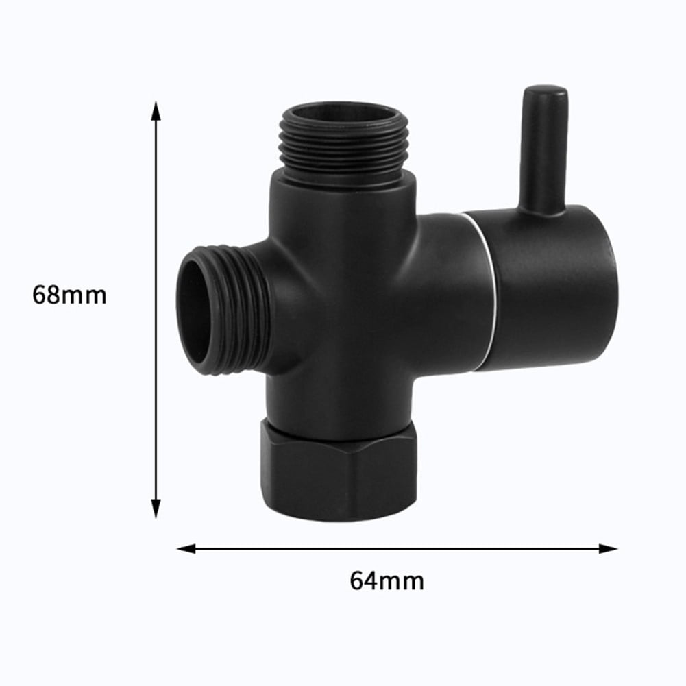 G1/2in 3 Way Brass Diverter Valve T-adapter Converter Black for Shower Head — image 4