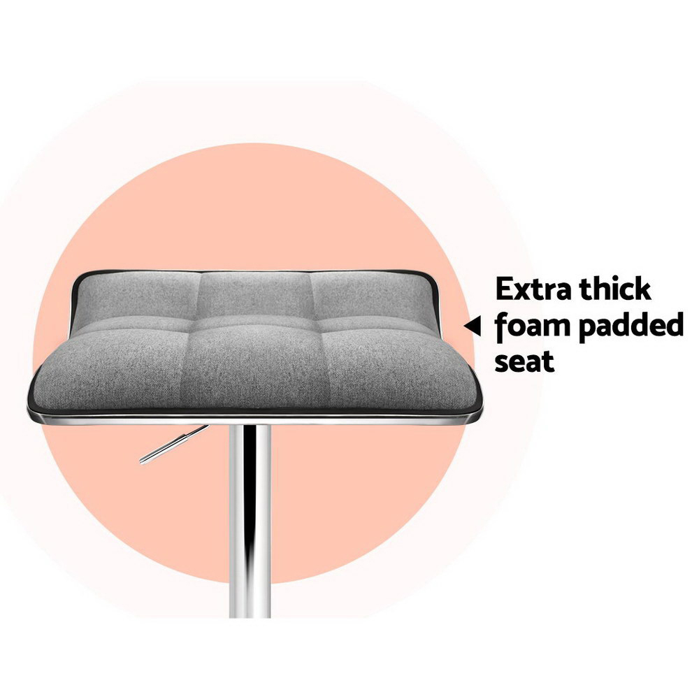 Artiss 2x Bar Stools Linen Padded Gas Lift โ image 4