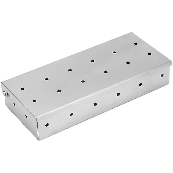 Stainless Steel BBQ Smoker Box, Ventilated Wood Chip Box for Outdoor Grilling, Meat and Fish Smoking, Silver, 22 × 9 × 4 cm — image 2