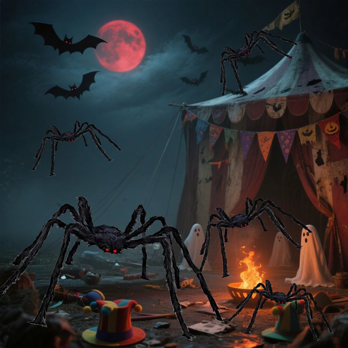 Giant Spider 6.6 Ft, 2M Halloween Decorations Fake Halloween Decor Spiders Large, Furry Spiders for Outdoor Indoor Yard Home Costumes Party House Décor - Black — image 5