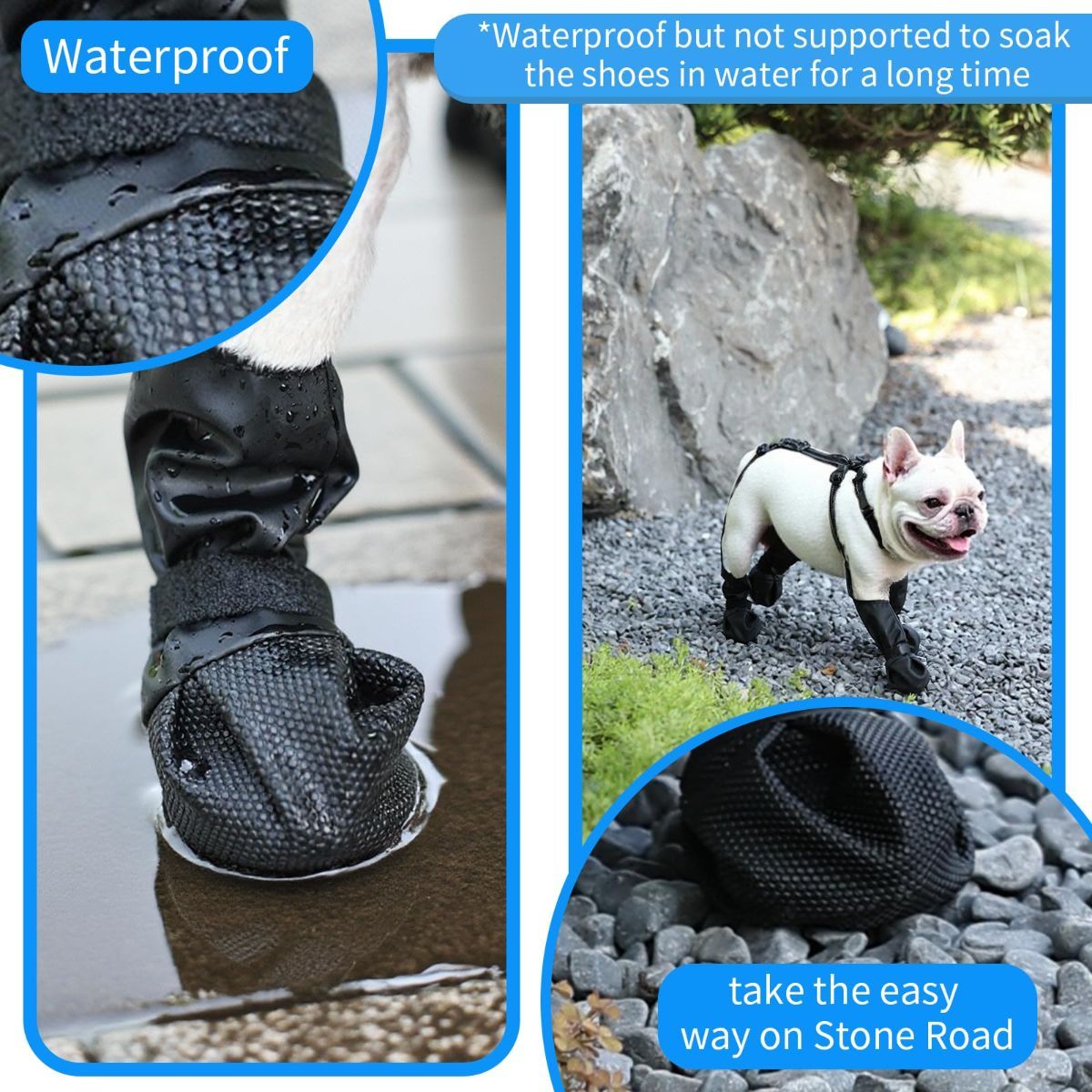 Waterproof Dog Boots for Small/Medium Dogs -Dog Paw Protectors Dog Suspender Boots Anti-Slip Pet Shoes for Outdoor Walking, Reflective Stay-On,Dirt-Proof — image 5