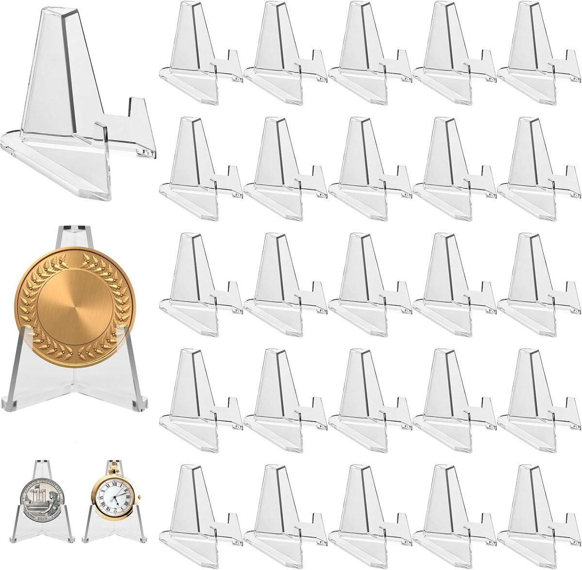 Coin Display - 24 Pieces - Coin Stand - Card Holder - Holder Suitable for Cards - Card Holder - Coin Stands - Transparent - Business Card Holder - Coin Holder