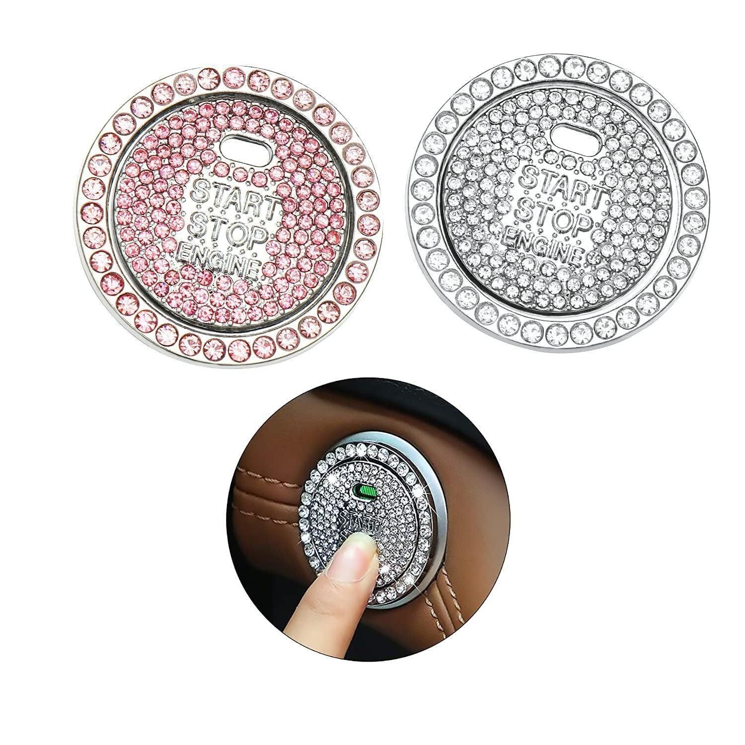 Bling Crystal Ring For Car One Key Engine Start Stop Decoration Button - White — image 4