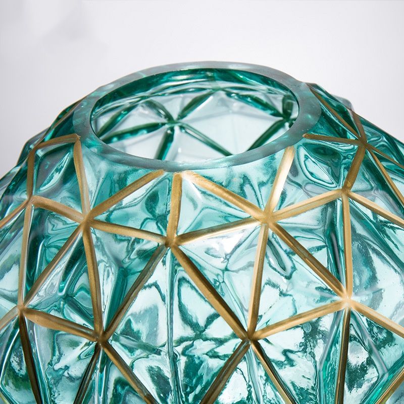 Outline in Gold Glass Vase Cute Green Flower Vase Hand Blow Sphere Vases for Bookshelf,Dinner Table,Dining Room,Meeting — image 4