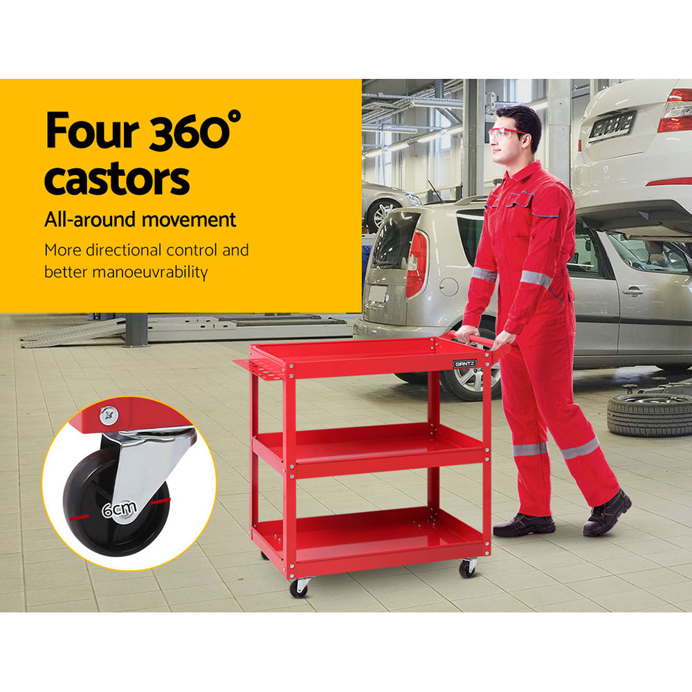 Giantz 3-Tier Tool Cart Trolley Workshop Garage Storage Organizer Red โ image 4
