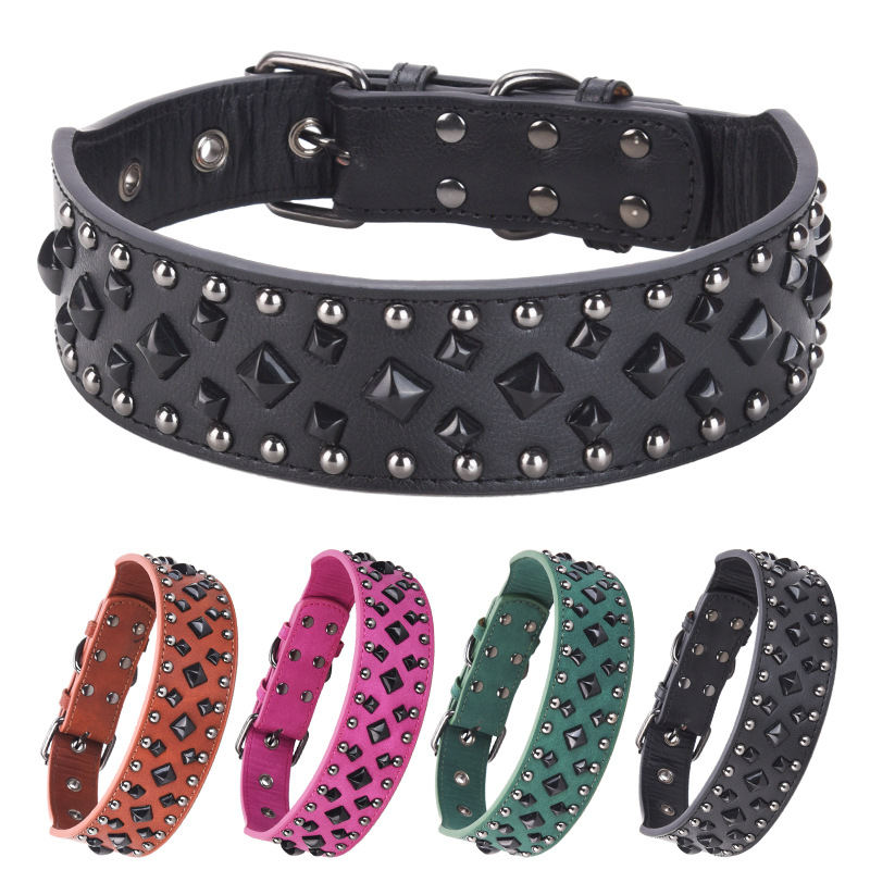 Size S Pink 1 pack Stylish PU Leather Dog Collar with Spikes - Adjustable, Durable & Comfortable for Medium to Large Breeds — image 2