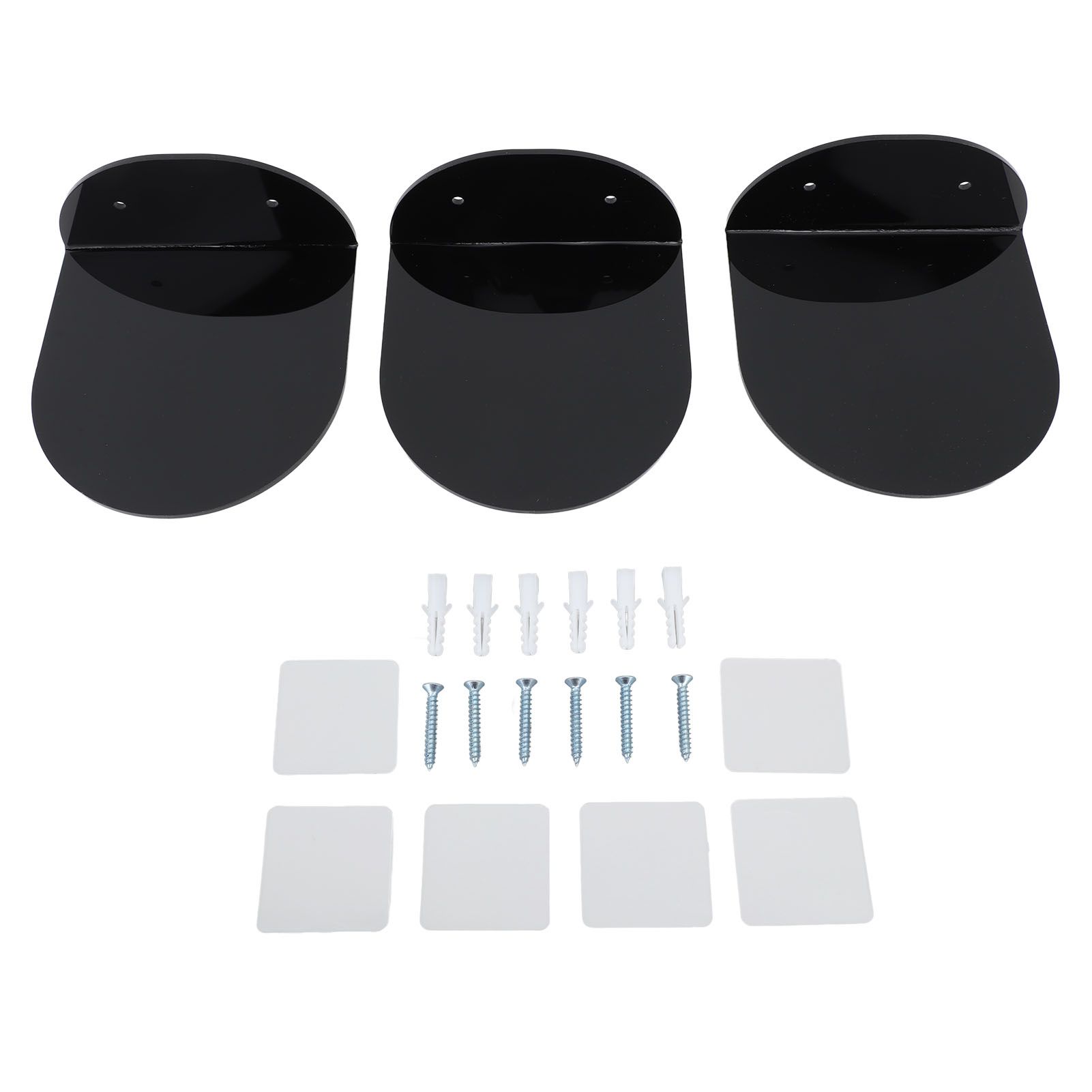 3pcs Wall Speaker Floating Shelves Acrylic Waterproof Wall Mounted Speaker Display Stand for Baby Camera Small Alarm Clock Black