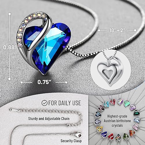 Infinity Love Heart Necklace, Birthstone Necklace for Women, Jewelry for Women with Healing Crystals, Allergy Free Pendant Necklace-09c-September-Rainbow — image 2