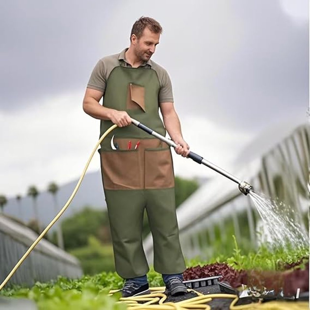 Garden Apron - Men's Apron - Picking Apron with Pockets - Waterproof - Adjustable, reinforced knees - Suitable for mowing lawns and grass — image 2