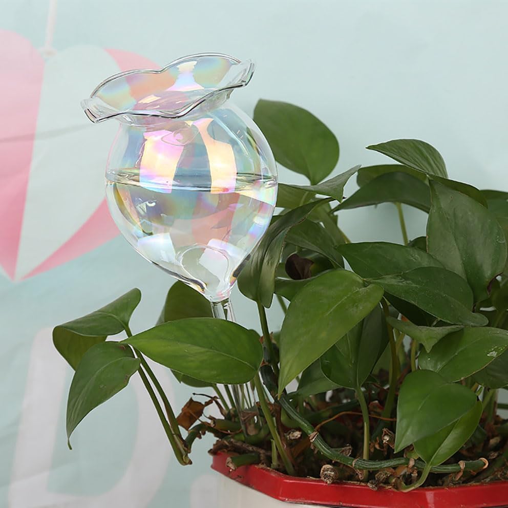 Plant Watering Balls Self-Watering Spikes Hand-Blown Laser Colorful Glass Plant Watering Balls Devices for Indoor & Outdoor Fill from Top 2 Stripe Flower Shape โ image 3
