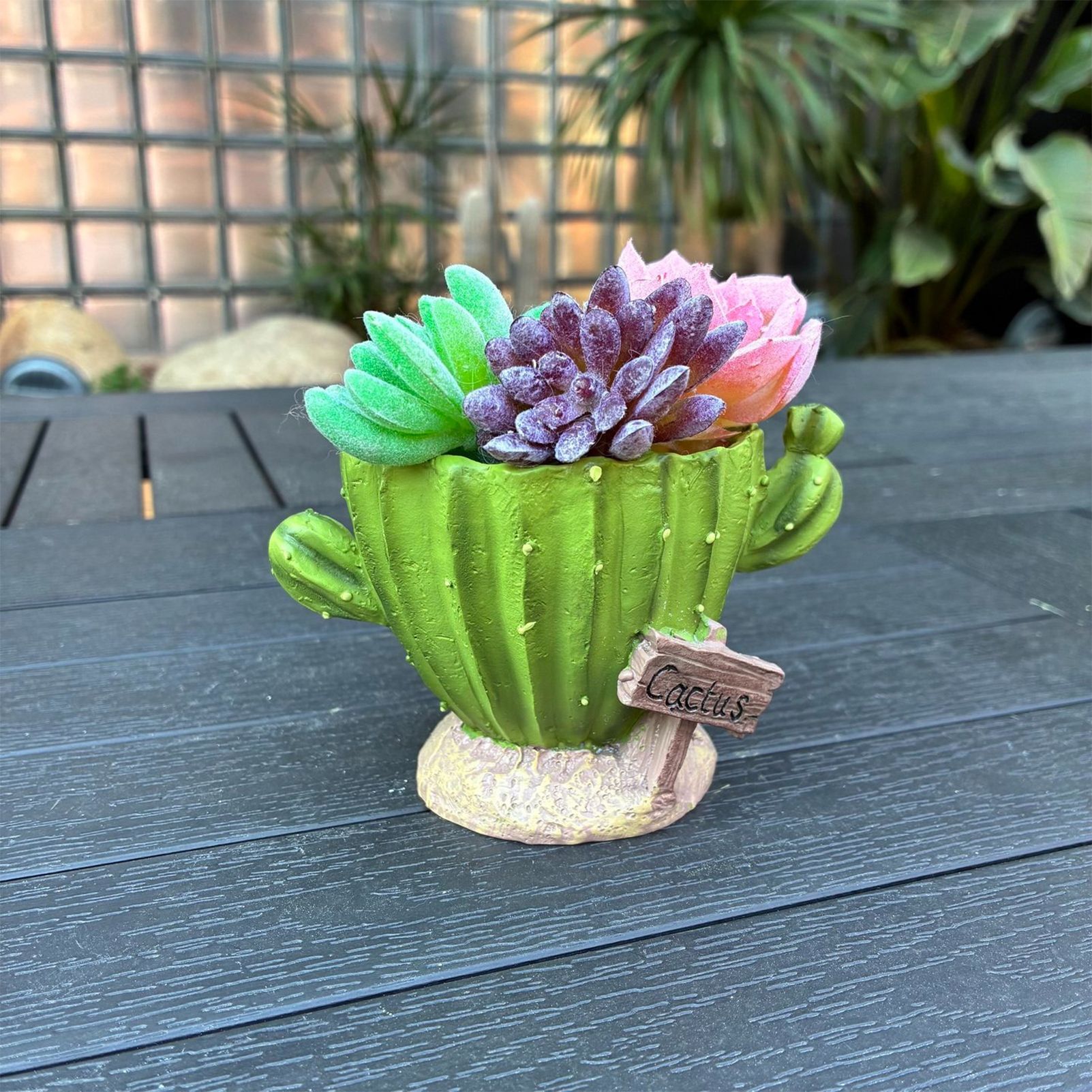 Cactu-Shaped Resin Planter - Mini Multi-Opening Flower Pot for Desktop, Garden, Office Decor, Unique Gift for Plant Lovers (Cactu) — image 4