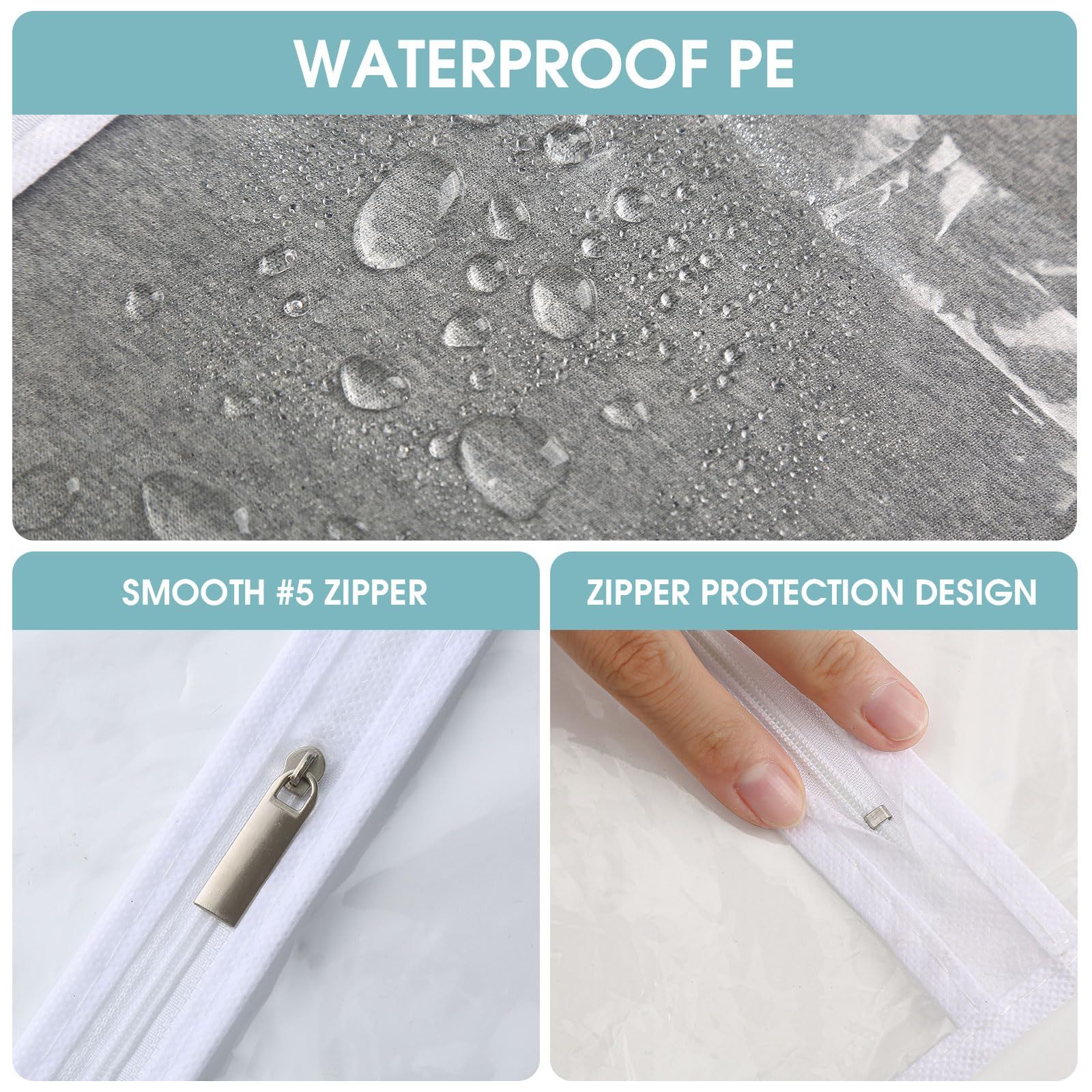 Garment Bags for Hanging Clothes, 6 PCs All Clear Garment Bag, Plastic Dustproof Suit Bag, Coat Protector Zippered Garment Covers — image 2