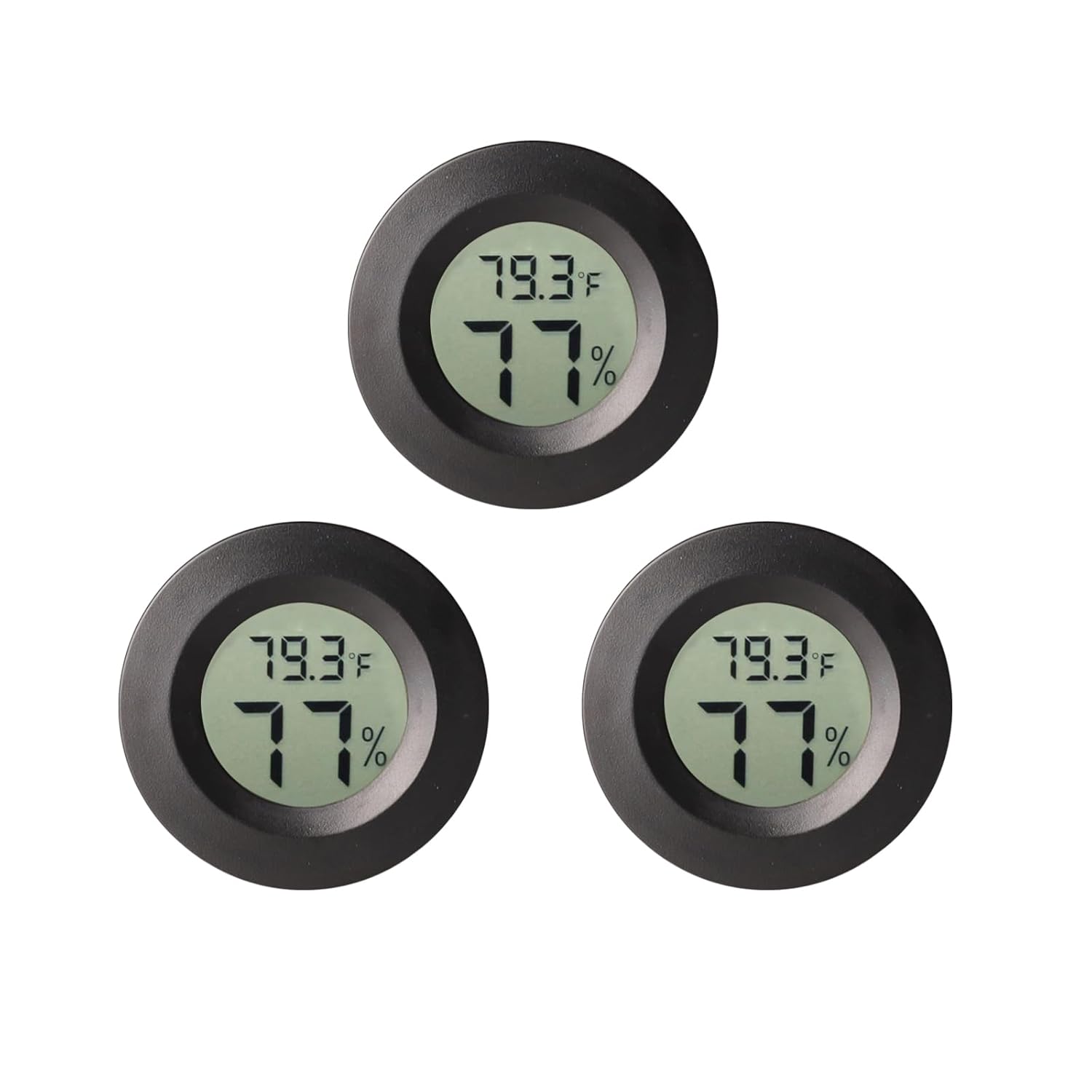 3pcs Mini Hygrometer Thermometer Indoor Outdoor Round Humidity Meter Fahrenheit Celsius Switchable Temperature Gauge Humidity Sensor Monitor for 3D Printer