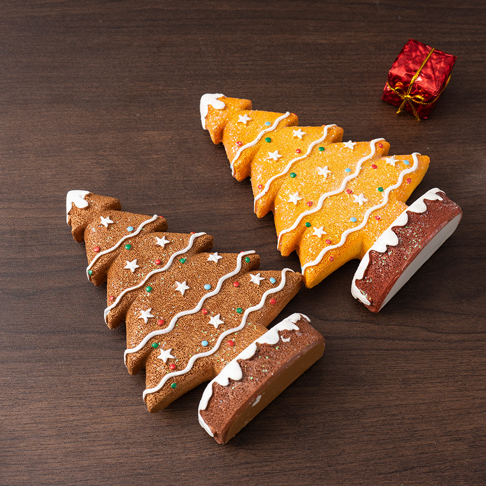 2 Pcs (1 Yellow + 1 Brown) Charming Gingerbread Christmas Tree Figurine - Festive Resin Holiday Table Decor Ornament — image 3