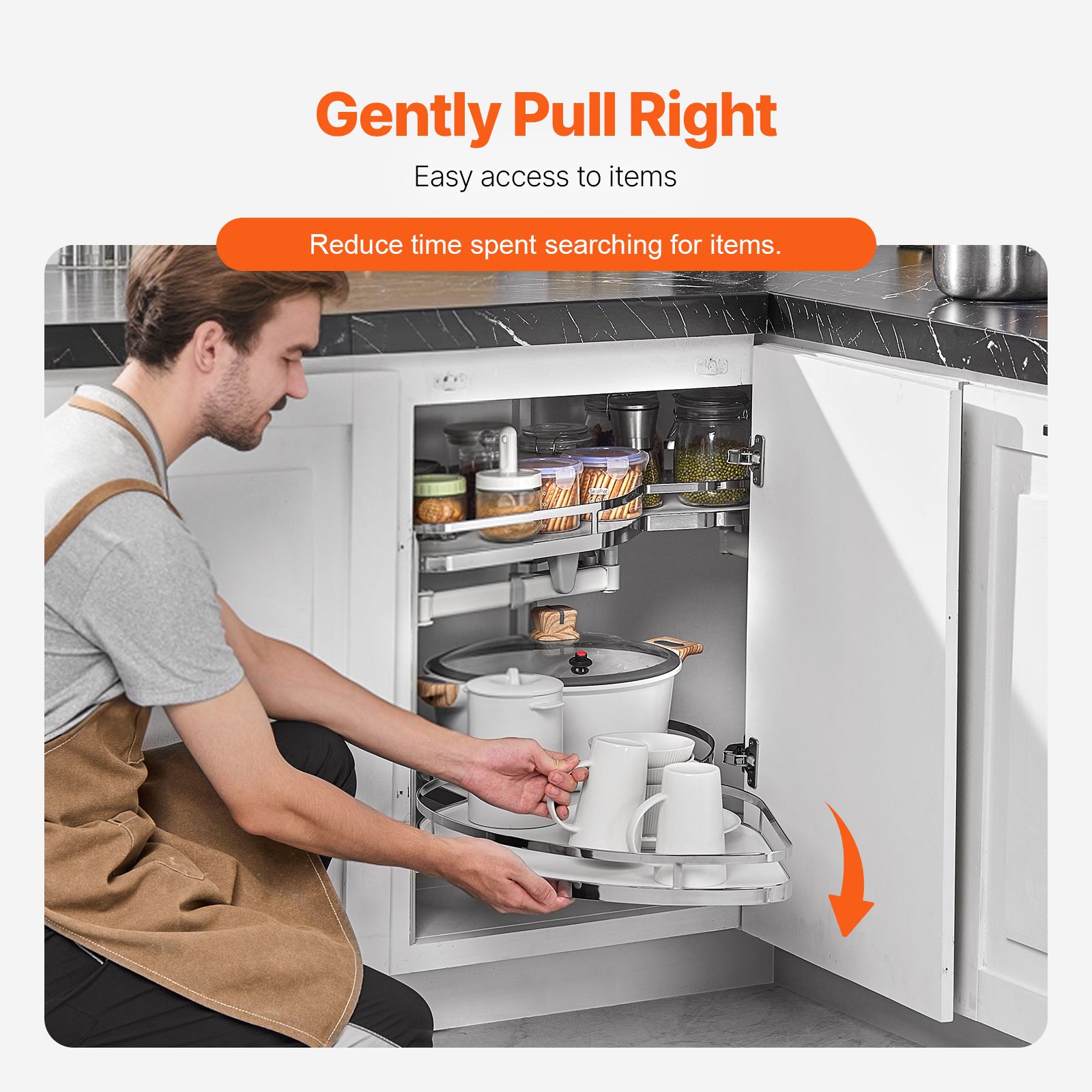 Swing Left Blind Corner Cabinet, Pull Out Organizer for 36 inch Width Blind Cabinet, 2 Tier Height Adjustable Swing Tray, Soft Close Kitchen Cloud Blind — image 5