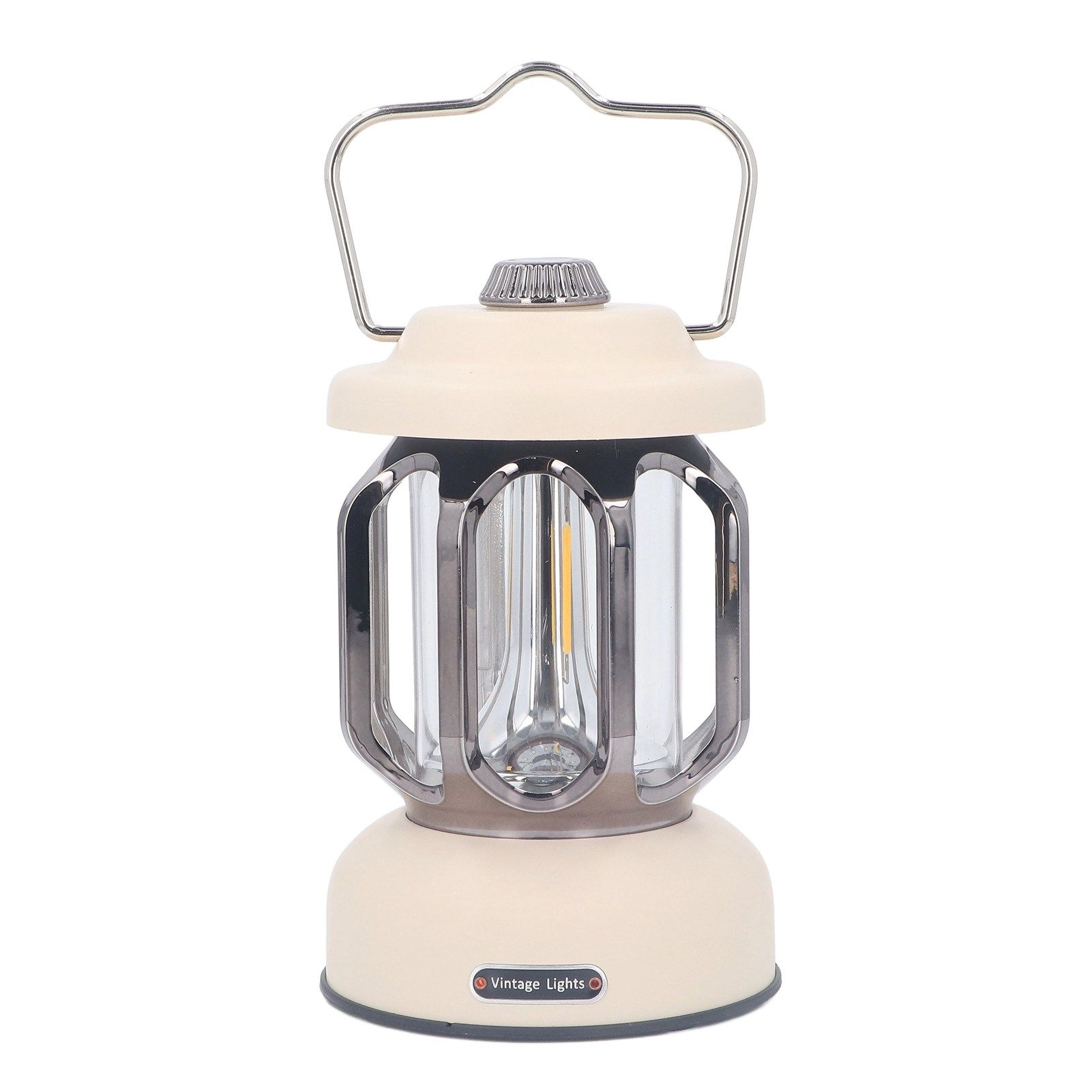 Retro Camping Lantern Vintage Camping Lamp Type C Rechargeable 3 Modes Dimmable with Hook Waterproof LED Tent Lamp for Garden Beige โ image 3