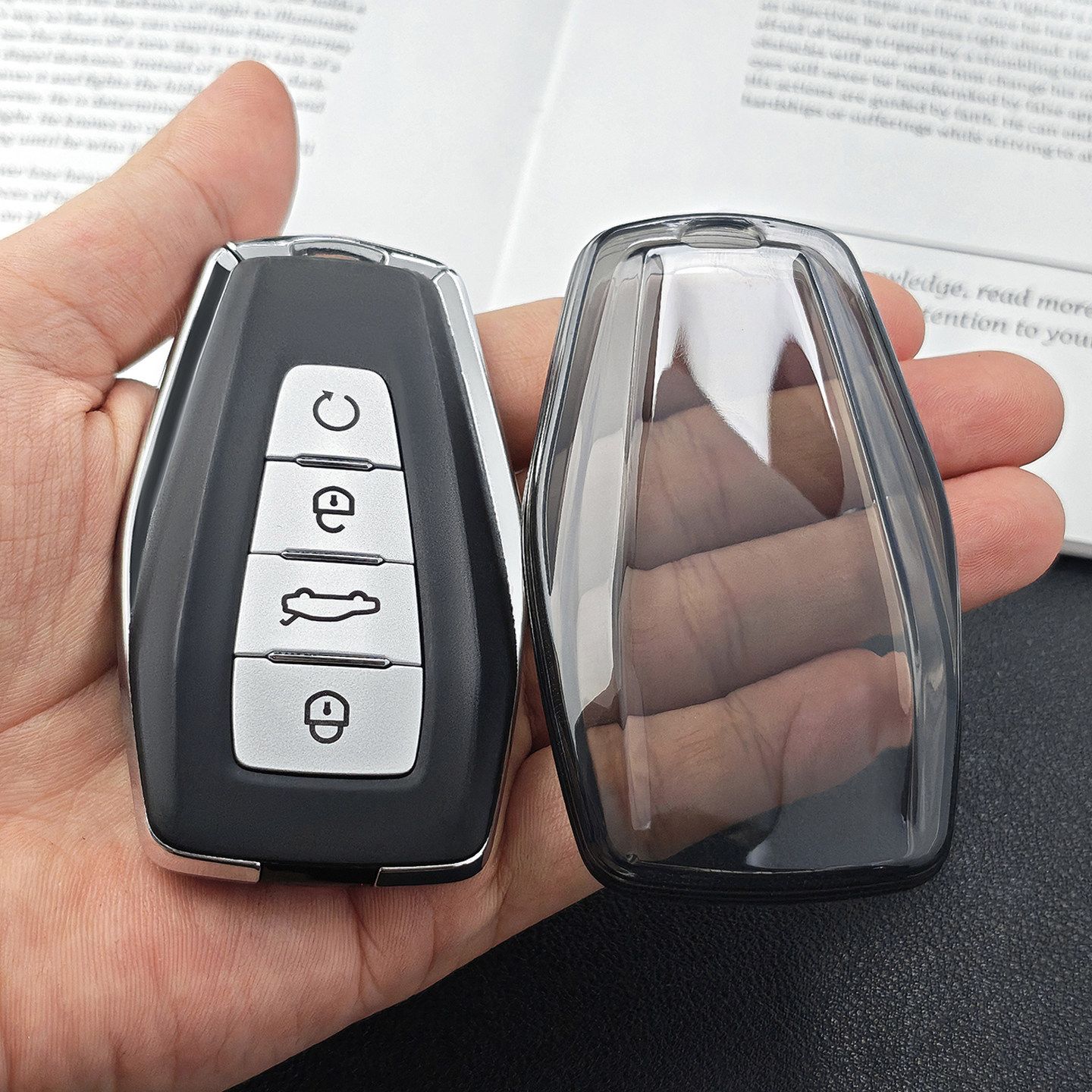 Geely Xingrui L Key Cover TPU 2021-2026 Transparent Type a - transparent black [single key cover]