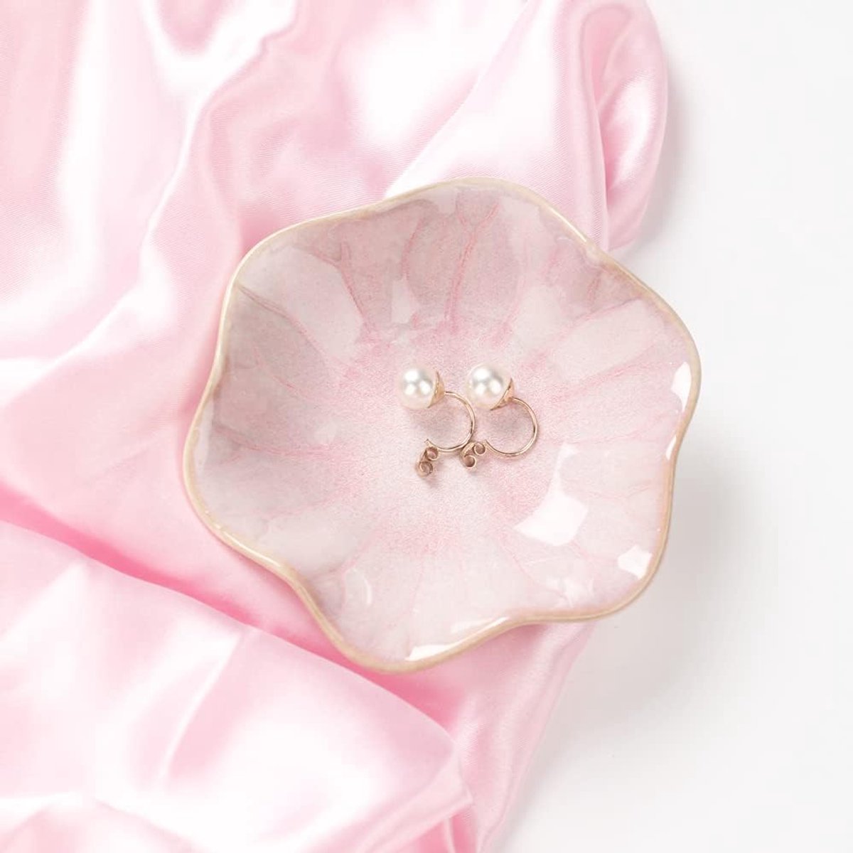 Ceramic Jewelry Bowl - Room Decor, Key Holder, Ring Holder, Jewelry Tray, Drip Tray, Bedside Table Decoration (Pink) — image 5
