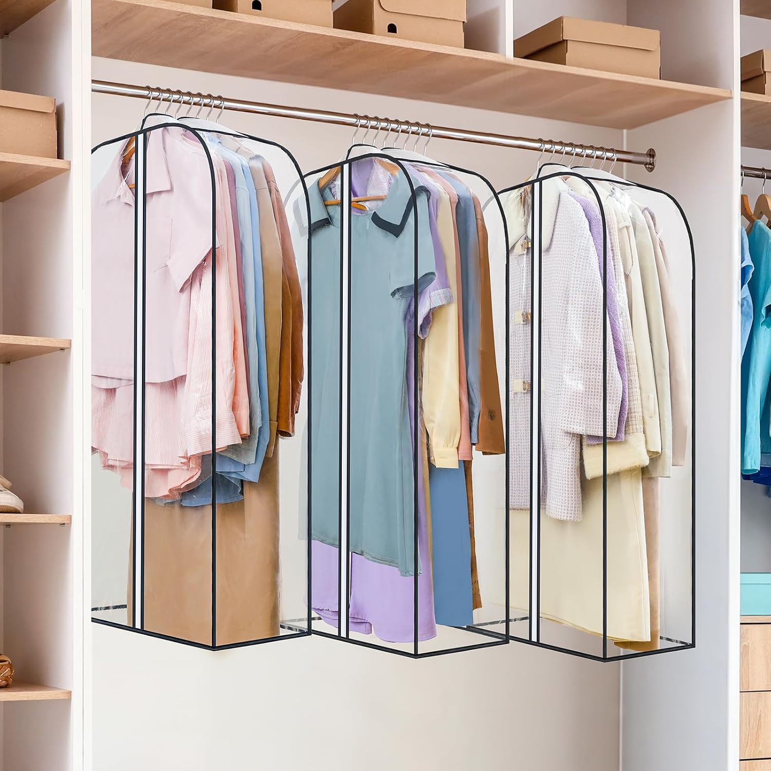6 Pack Clear Garment Bags-40'' Long, 3 Clothes Storage Bags-35L โ image 6