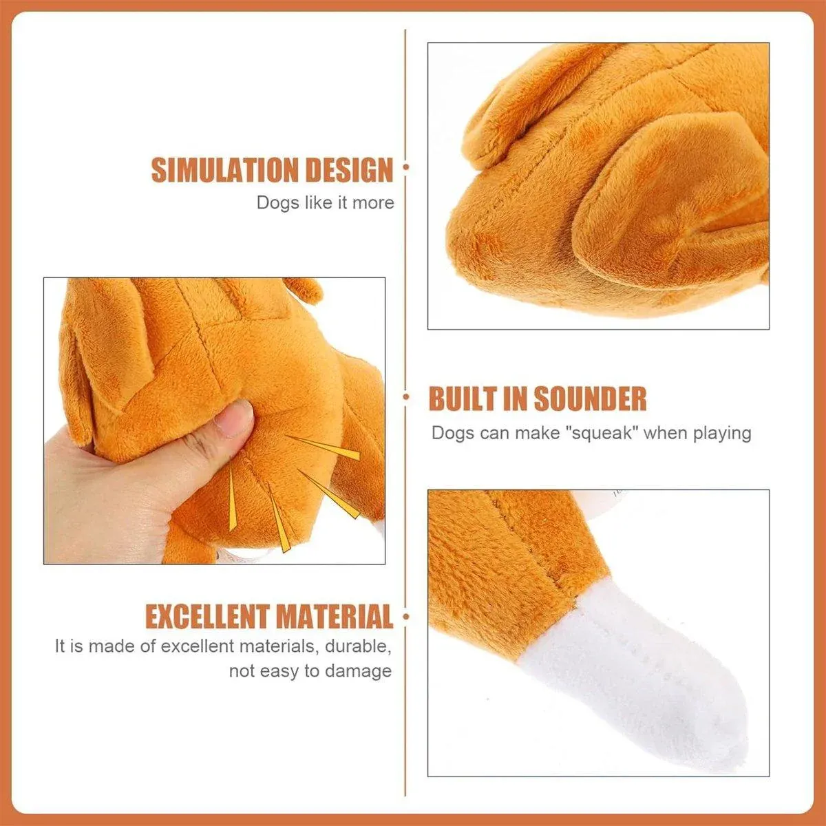 Plush Roast Chicken Dog Toy Squeaky Sound Stuffed Interactive Pet Plaything — image 4