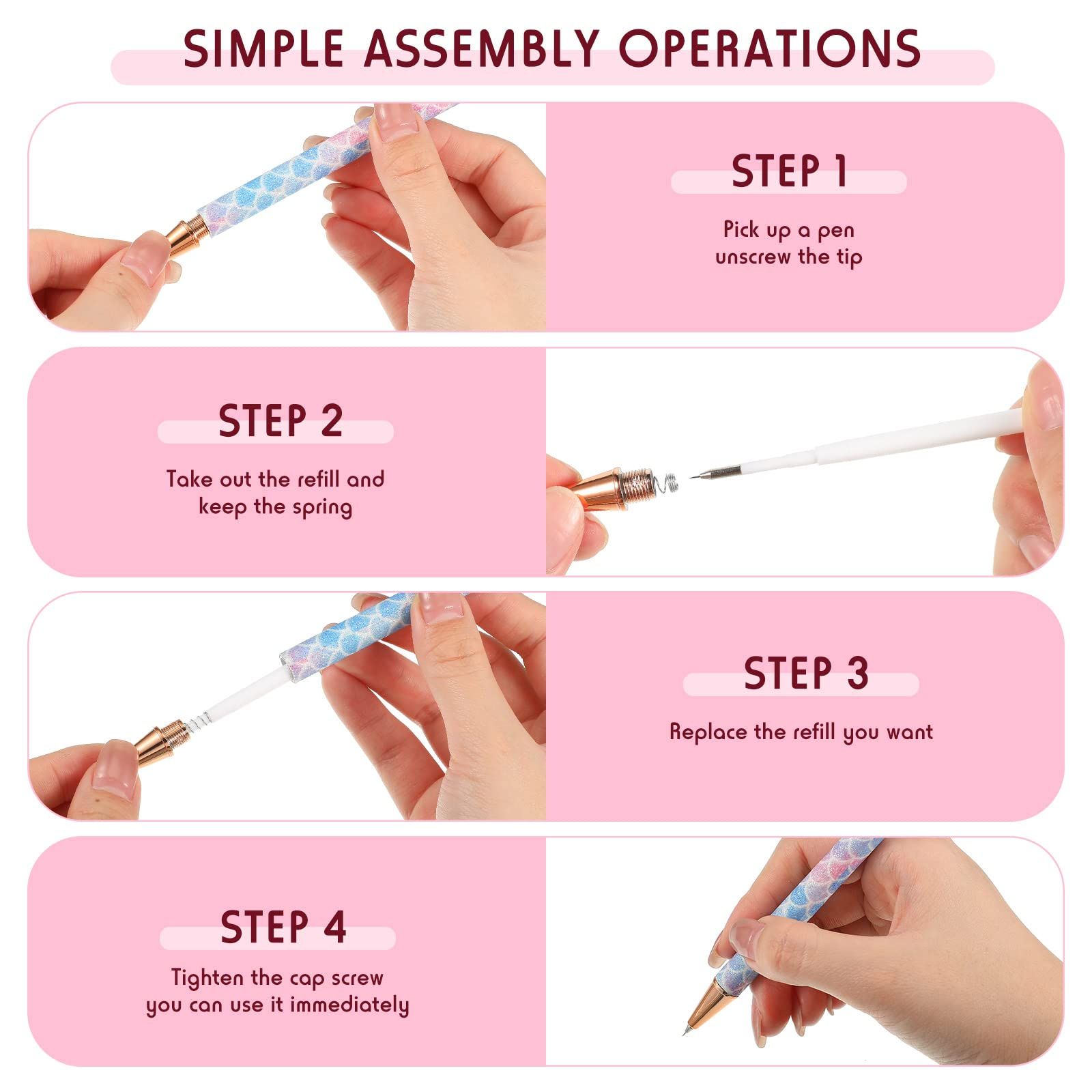 2 PCS Fine Point Pin Pen Tool for Craft Adhesive Vinyl, Mermaid Rainbow Retractable Air Release Pen for Easy Craft Paper Project โ image 3