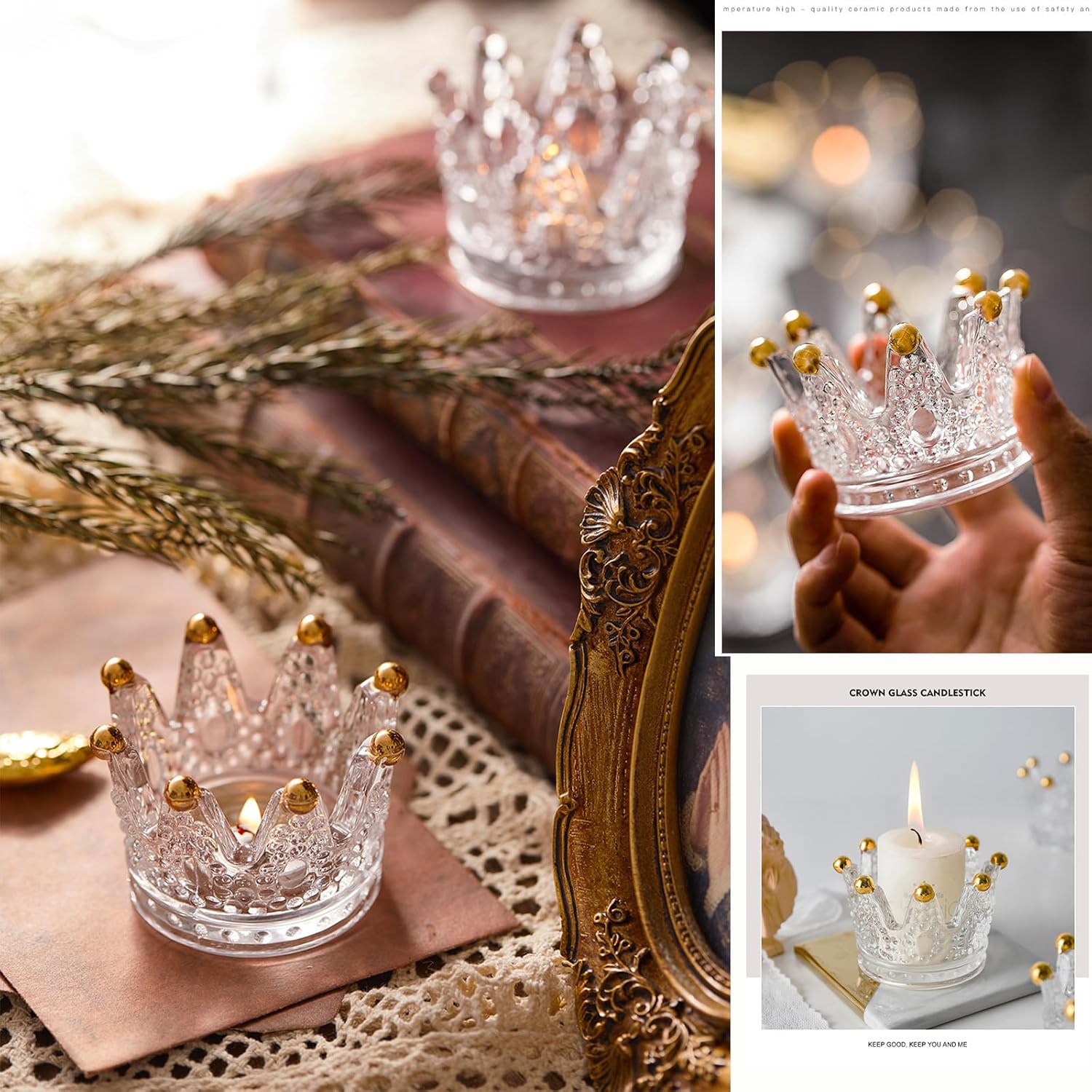 2PCS Crown Votive Candle Holder,Crown Tea Light Candlestick Ornament,Mini Crown,Tealight Holder,Jewelry Ring Holder,for Weddings Party Home Decor Set (Golden — image 6