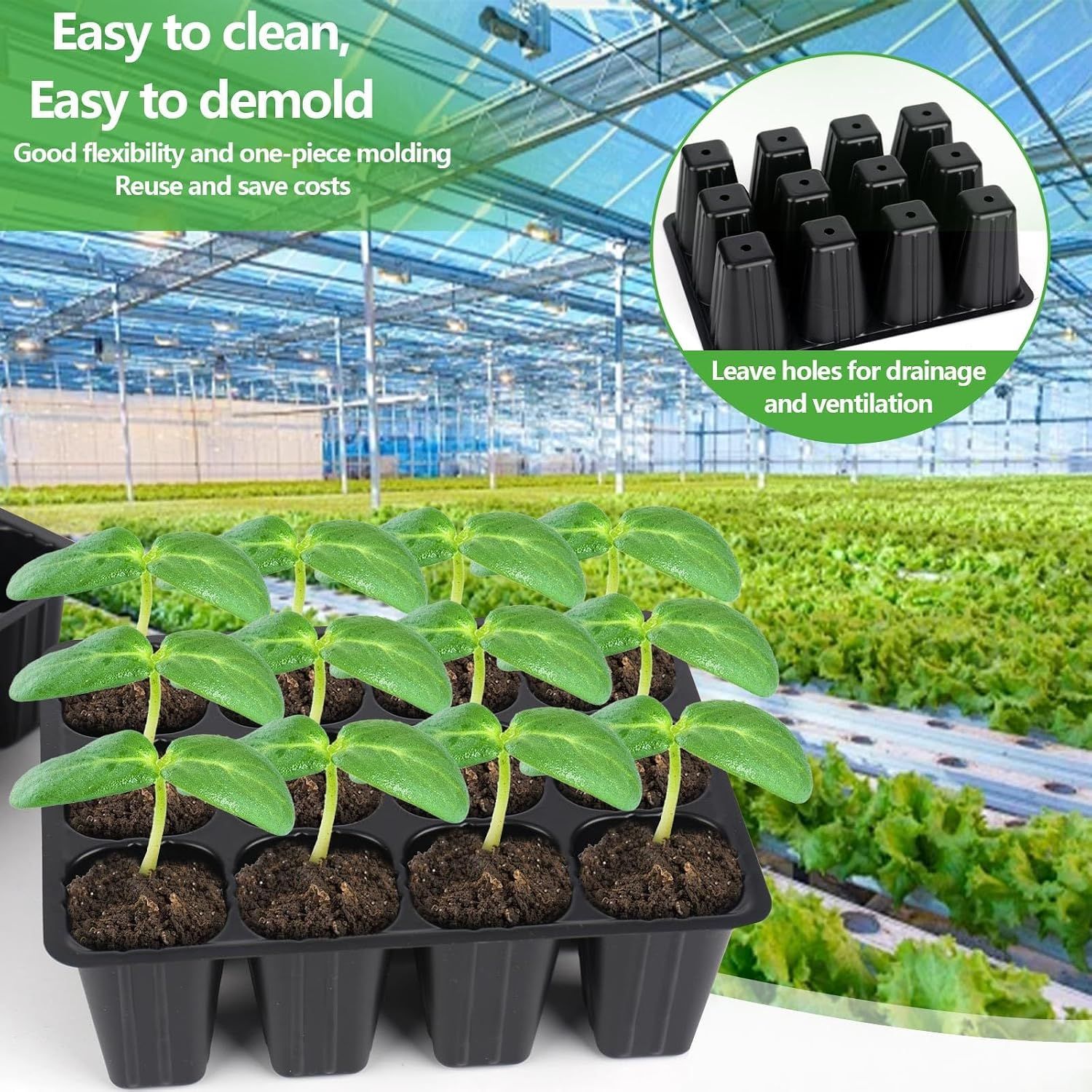 10 Piece Grow Tray Set 12 Holes 120 Cells Total โ image 3